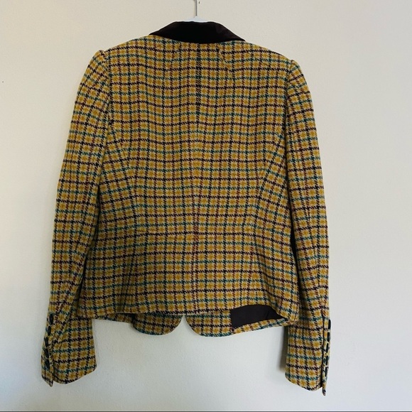 DKYN Plaid Ridding Jacket  Blazer Velvet Collar Size 4 NWT - Picture 5 of 16